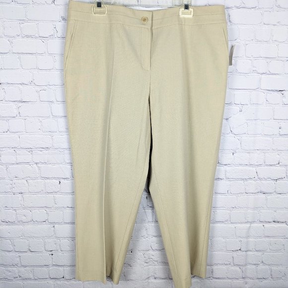 Talbots Dress Pants Womens Size 18 Beige Polyester Blend Stretch Straight Leg - Picture 1 of 10